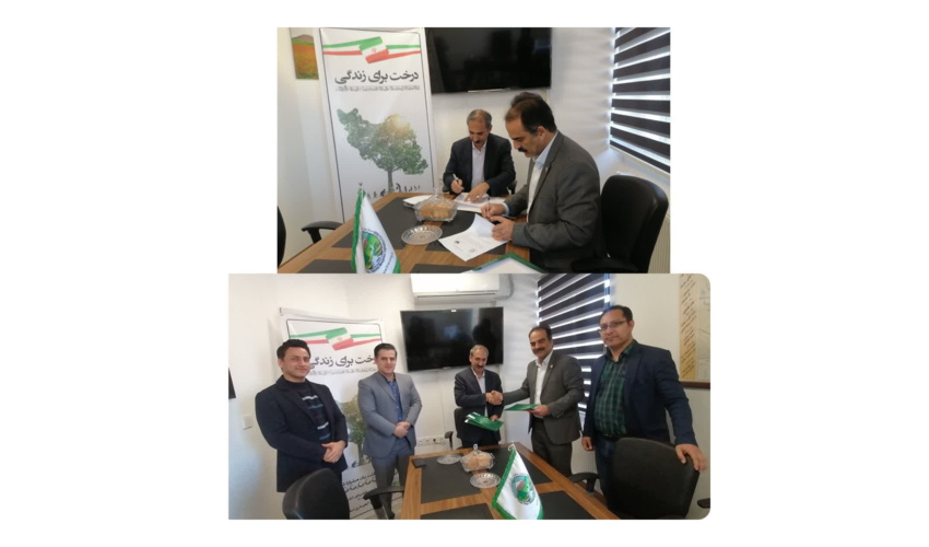 امضای تفاهم نامه همکاری در راستای طرح مردمی کاشت یک میلیارد درخت بین اداره کل منابع طبیعی و آبخیزداری استان همدان و نیروگاه برق شهید مفتح 