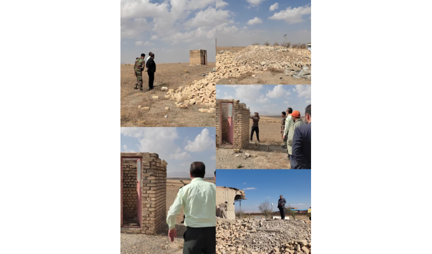 قلع و قمع بنای احداثی غیر مجاز در اراضی ملی در روستای کوهین شهرستان کبودرآهنگ